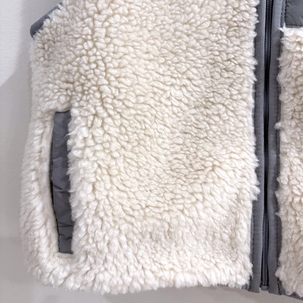 Janie and Jack Toddler Kids Unisex Sherpa Vest 3T Cream Zip Preppy Cozy